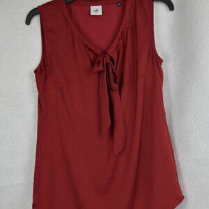 CAbi #3602 Burgundy Red Cinch Tie Bow Top Sleeveless Blouse Size XS